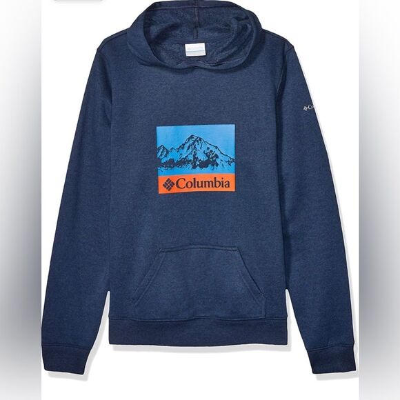Columbia NWT Navy Blue Hart Mountain Hoodie Soft Pullover Youth Boy Small - Picture 1 of 5